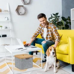 RELAXDAYS 3x Panier De Rangement En Tissu Boîte De Rangement Gris Bambou Couvercle Poignées HxlxP: 25 X 33 X 33 Cm, Gris -Petit rangement Soldes Magasin 66579007 4