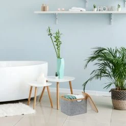 RELAXDAYS 10x Panier De Rangement En Tissu Boîte De Rangement Gris Bambou Couvercle Poignées HxlxP: 25 X 33 X 33 Cm, Gris -Petit rangement Soldes Magasin 66579008 3