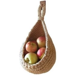 OUSUDELA Paniers De Fruits Et Légumes Suspendus Au Mur, Corbeille De Fruits Ou De Légumes Tissée à La Main En Forme De Goutte D'eau De Jute, Panier De Rangement Suspendu De Cuisine (S)