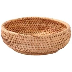 OUSUDELA Paniers De Rangement Ronds En Rotin Corbeille à Fruits Tissés Empilable Pour étagère De Table De Cuisine Naturel 2 Pièces -Petit rangement Soldes Magasin 66651995 3