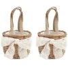OUSUDELA Lot De 2 Paniers à Fleurs En Rotin Avec Nœud En Macramé, Panier Rustique En Rotin Pour Mariage, Demoiselle D'honneur, œufs De Pâques - M, 10*15cm -Petit rangement Soldes Magasin 66651999 1