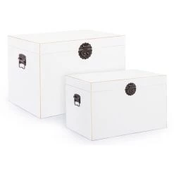 LES TENDANCES Coffre De Rangement Bois De Sapin Blanc Peno - Lot De 2 -Petit rangement Soldes Magasin 66754024 3