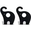 OUSUDELA Serre-Livres D'éléphant Mignon Serre-Livres D'art Antidérapant Serre-Livres D'éléphant Créatif Livres En Fer Pour Enfants Papeterie Tables Simples Serre-Livres D'animaux 1 Paire 19x12 Cm，Black