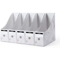 Cisea Paquet De 5 Porte-revues, Boîte De Porte-revues De Fichier Pour Le Stockage Organisateur Fichier A4 Livre De Magazines En Papier (blanc)