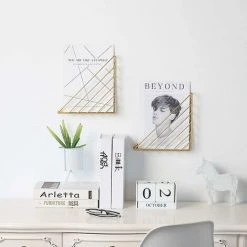 Cisea Porte-journaux Mural à Géométrie Nordique - Porte-revues - Pour Salle De Bain, Bureau Et Entrée - Fer (or) -Petit rangement Soldes Magasin 66862661 4