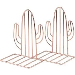Cisea Serre-livres En Métal, 1 Paire De Serre-livres Pour Enfants, Serre-livres Design Cactus Pour Bureau, Décoration, étagère (or Rose)