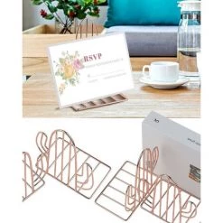 Cisea Serre-livres En Métal, 1 Paire De Serre-livres Pour Enfants, Serre-livres Design Cactus Pour Bureau, Décoration, étagère (or Rose) -Petit rangement Soldes Magasin 66862770 5