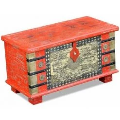 LES TENDANCES Coffre De Rangement Oriental Manguier Massif Rouge Pinkie