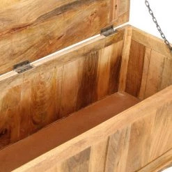 LES TENDANCES Boîte De Rangement 100x38x45 Cm Bois De Manguier Solide -Petit rangement Soldes Magasin 66883645 5