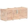 LES TENDANCES Coffre De Rangement 90x40x40 Cm Bois D'acacia Solide -Petit rangement Soldes Magasin 66884699 1