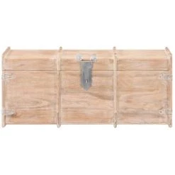 LES TENDANCES Coffre De Rangement 90x40x40 Cm Bois D'acacia Solide -Petit rangement Soldes Magasin 66884699 4