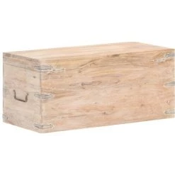 LES TENDANCES Coffre 90x40x40 Cm Bois D'acacia Solide -Petit rangement Soldes Magasin 66884704 5