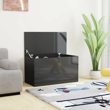 LES TENDANCES Coffre De Rangement Gris Brillant 84x42x46 Cm 4 LES TENDANCES Coffre De Rangement Gris Brillant 84x42x46 Cm – Image 2