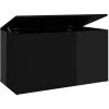 LES TENDANCES Coffre De Rangement Noir Brillant 84x42x46 Cm -Petit rangement Soldes Magasin 66889038 1