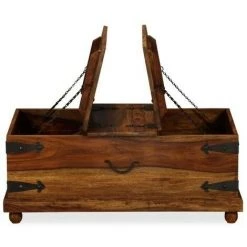 LES TENDANCES Coffre De Rangement Sesham Massif Foncé Laqué Et Ciré Vahina -Petit rangement Soldes Magasin 66900979 3