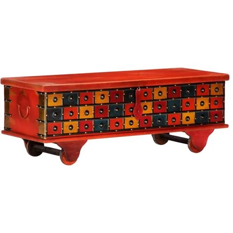 LES TENDANCES Boîte De Rangement Rouge 110x40x40 Cm Bois D'acacia Massif 3 LES TENDANCES Boîte De Rangement Rouge 110x40x40 Cm Bois D'acacia Massif