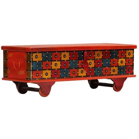 LES TENDANCES Boîte De Rangement Rouge 110x40x40 Cm Bois D'acacia Massif 5 LES TENDANCES Boîte De Rangement Rouge 110x40x40 Cm Bois D'acacia Massif – Image 3