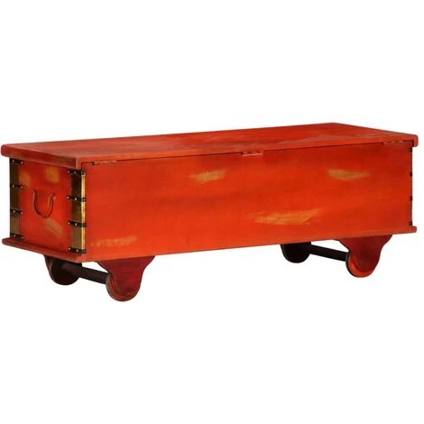 LES TENDANCES Boîte De Rangement Rouge 110x40x40 Cm Bois D'acacia Massif 7 LES TENDANCES Boîte De Rangement Rouge 110x40x40 Cm Bois D'acacia Massif – Image 5