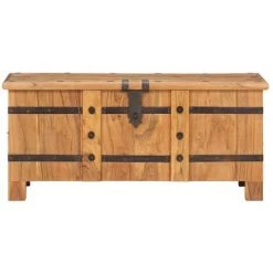 LES TENDANCES Coffre 90x40x40 Cm Bois D'acacia Solide -Petit rangement Soldes Magasin 66908414 5