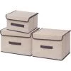 BRIDAY Boite De Rangement Avec Couvercle, Paniers Et Boîtes De Rangement Pliables Lot De 3 Pour Vêtements, Jouets, Livres, Cosmétiques (Beige) -Petit rangement Soldes Magasin 66948243 1