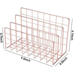 Cisea Trieur De Courrier à 3 Fentes En Fil Métallique, Porte-revues, Fichier, Journaux, Documents, étagère De Rangement De Bureau (or Rose) -Petit rangement Soldes Magasin 67025234 2