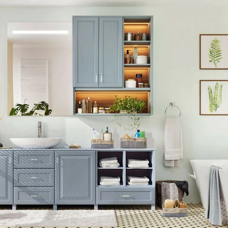 Relaxdays Panier De Rangement Bambou Et Tissu, Lot De 3, Corbeilles Salle De Bain, 3 Tailles Différentes, Gris/beige 5 Relaxdays Panier De Rangement Bambou Et Tissu, Lot De 3, Corbeilles Salle De Bain, 3 Tailles Différentes, Gris/beige – Image 3