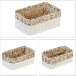 Relaxdays Panier De Rangement Bambou Et Tissu, Lot De 3, Corbeilles Salle De Bain, 3 Tailles Différentes, Blanc/beige 8 Relaxdays Panier De Rangement Bambou Et Tissu, Lot De 3, Corbeilles Salle De Bain, 3 Tailles Différentes, Blanc/beige -Petit rangement Soldes Magasin 67143530 2