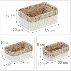 Relaxdays Panier De Rangement Bambou Et Tissu, Lot De 3, Corbeilles Salle De Bain, 3 Tailles Différentes, Blanc/beige 11 Relaxdays Panier De Rangement Bambou Et Tissu, Lot De 3, Corbeilles Salle De Bain, 3 Tailles Différentes, Blanc/beige -Petit rangement Soldes Magasin 67143530 5