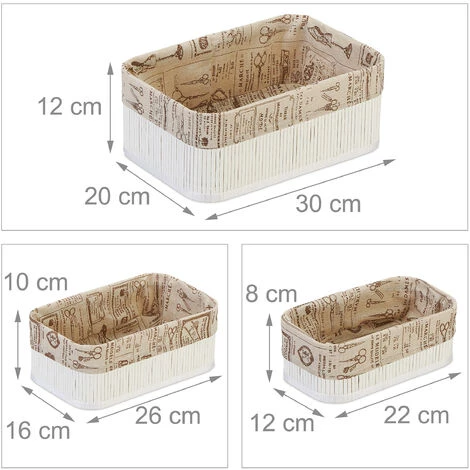 Relaxdays Panier De Rangement Bambou Et Tissu, Lot De 3, Corbeilles Salle De Bain, 3 Tailles Différentes, Blanc/beige 7 Relaxdays Panier De Rangement Bambou Et Tissu, Lot De 3, Corbeilles Salle De Bain, 3 Tailles Différentes, Blanc/beige – Image 5