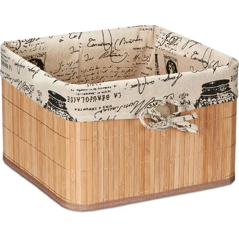 Relaxdays Panier De Rangement, Bambou Et Polyester, HLP: 20x31x31 cm, Corbeille à Poignée, Boîte D’étagère, Nature-crème 4 Relaxdays Panier De Rangement, Bambou Et Polyester, HLP: 20x31x31 cm, Corbeille à Poignée, Boîte D’étagère, Nature-crème – Image 2