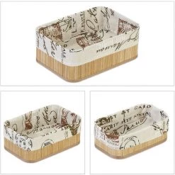 Relaxdays Panier De Rangement Bambou Et Tissu, Lot De 3, Corbeilles Salle De Bain, Tailles Différentes, Nature-crème 8 Relaxdays Panier De Rangement Bambou Et Tissu, Lot De 3, Corbeilles Salle De Bain, Tailles Différentes, Nature-crème -Petit rangement Soldes Magasin 67143545 2