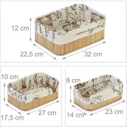 Relaxdays Panier De Rangement Bambou Et Tissu, Lot De 3, Corbeilles Salle De Bain, Tailles Différentes, Nature-crème 11 Relaxdays Panier De Rangement Bambou Et Tissu, Lot De 3, Corbeilles Salle De Bain, Tailles Différentes, Nature-crème -Petit rangement Soldes Magasin 67143545 5
