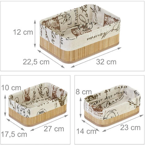 Relaxdays Panier De Rangement Bambou Et Tissu, Lot De 3, Corbeilles Salle De Bain, Tailles Différentes, Nature-crème 7 Relaxdays Panier De Rangement Bambou Et Tissu, Lot De 3, Corbeilles Salle De Bain, Tailles Différentes, Nature-crème – Image 5
