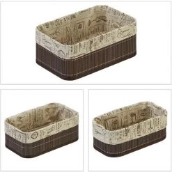 Relaxdays Panier De Rangement Bambou Et Tissu, Lot De 3, Corbeilles Salle De Bain, 3 Tailles Différentes, Marron/beige 8 Relaxdays Panier De Rangement Bambou Et Tissu, Lot De 3, Corbeilles Salle De Bain, 3 Tailles Différentes, Marron/beige -Petit rangement Soldes Magasin 67143556 2