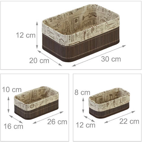 Relaxdays Panier De Rangement Bambou Et Tissu, Lot De 3, Corbeilles Salle De Bain, 3 Tailles Différentes, Marron/beige 7 Relaxdays Panier De Rangement Bambou Et Tissu, Lot De 3, Corbeilles Salle De Bain, 3 Tailles Différentes, Marron/beige – Image 5