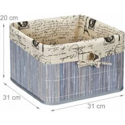 Relaxdays Panier De Rangement, Bambou Et Polyester, HLP : 20x31x31 cm, Corbeille à Poignée, Boîte D’étagère, Gris-crème 11 Relaxdays Panier De Rangement, Bambou Et Polyester, HLP : 20x31x31 cm, Corbeille à Poignée, Boîte D’étagère, Gris-crème -Petit rangement Soldes Magasin 67143557 5