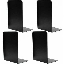 FVO Deli 4 Serre-livres En Métal Lourd Avec Patins En Caoutchouc Antidérapant