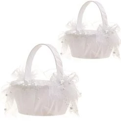 PERLE RARE Panier De Fleurs Pour Fille De Mariage (2pcs) (Ivory S02)