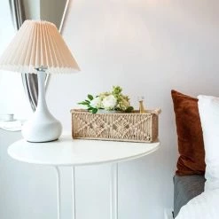 ILOVEMILAN Lot De 2 Paniers De Rangement En Macramé Boho Decor Box Tissés à La Main Décoratifs Pour Comptoir De Toilettes, Réservoir, étagère Pour Chambre à Coucher, Chambre D'enfant, Salon, Maison, Marron -Petit rangement Soldes Magasin 67254935 3