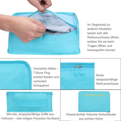 FVBJD Ensemble D'organisateur De Bagages De Voyage 6 En 1, Organisateur De Valise, Organisateur De Voyage, Boîte à Vêtements Et Cosmétiques 4 FVBJD Ensemble D'organisateur De Bagages De Voyage 6 En 1, Organisateur De Valise, Organisateur De Voyage, Boîte à Vêtements Et Cosmétiques – Image 2