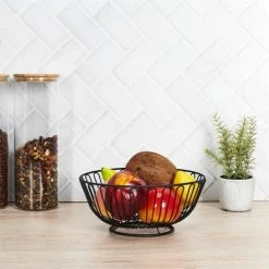 Paris Prix - Corbeille à Fruits Design "filaire" 25cm Noir -Petit rangement Soldes Magasin 67386744 3