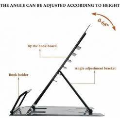 LLOVE Support De Lecture， Support De Livre Pliable En Métal Antidérapant Réglable， Lire Au Lit Support Tablette Ipad De Cuisine， Serre-Livres Book Stand Pour Bureau 6 Hauteurs Réglables 21 * 19cm -Petit rangement Soldes Magasin 67414755 3