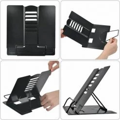 LLOVE Support De Lecture， Support De Livre Pliable En Métal Antidérapant Réglable， Lire Au Lit Support Tablette Ipad De Cuisine， Serre-Livres Book Stand Pour Bureau 6 Hauteurs Réglables 21 * 19cm -Petit rangement Soldes Magasin 67414755 4