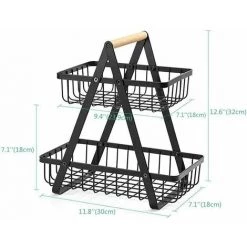 TANèTUE Corbeilles à Fruits, Panier A Fruits A Etages En Métal Décoration, Corbeille à Fruits En Métal à 2 Etages, Amovible Porte-Fruits Paniers, Pour Stocker Des Fruits Et Légumes (Noir) -Petit rangement Soldes Magasin 67426637 3