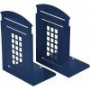 TANèTUE Serre-livres Bleu, 1 Paire De Métal Lourd Antidérapant Robuste Cabine Téléphonique Cadeau Décoratif Pour étagère Bureau Bibliothèque Scolaire (bleu) -Petit rangement Soldes Magasin 67428043 1