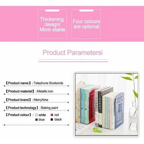 TANèTUE Serre-livres Bleu, 1 Paire De Métal Lourd Antidérapant Robuste Cabine Téléphonique Cadeau Décoratif Pour étagère Bureau Bibliothèque Scolaire (bleu) 4 TANèTUE Serre-livres Bleu, 1 Paire De Métal Lourd Antidérapant Robuste Cabine Téléphonique Cadeau Décoratif Pour étagère Bureau Bibliothèque Scolaire (bleu) – Image 2