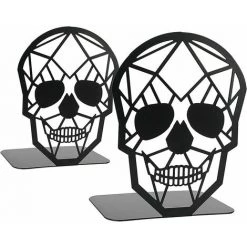 TANèTUE Serre-livres Tête De Mort, Serre-livres Décoratifs Squelette Serre-livres Robustes Serre-livres En Métal Noir Pour étagères à Livres