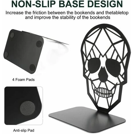 TANèTUE Serre-livres Tête De Mort, Serre-livres Décoratifs Squelette Serre-livres Robustes Serre-livres En Métal Noir Pour étagères à Livres 5 TANèTUE Serre-livres Tête De Mort, Serre-livres Décoratifs Squelette Serre-livres Robustes Serre-livres En Métal Noir Pour étagères à Livres – Image 3