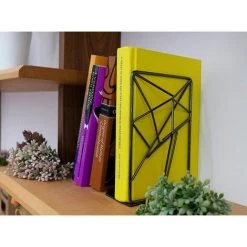 TANèTUE Paire Décorative De Serre-livres En Métal Liquide Doré, Serre-livres Décoratifs Stéréoscopiques Pour étagères, Porte-livres Pour étagères, Extrémités De Livre Pour Bureau -Petit rangement Soldes Magasin 67429114 5