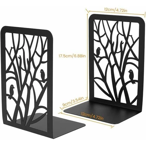 PREMIER Serre Livre 2Pcs Cale Livre En Métal Serre Livre 17.5x12x9cm Serre-Livres Antidérapants Décoratifs Pour Livres Lourds Bloque Livre Pour Bibliothèque Bureau Écoles Librairie(A,Noir) 5 PREMIER Serre Livre 2Pcs Cale Livre En Métal Serre Livre 17.5x12x9cm Serre-Livres Antidérapants Décoratifs Pour Livres Lourds Bloque Livre Pour Bibliothèque Bureau Écoles Librairie(A,Noir) â Image 3